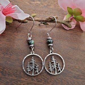 Handmade Tall Pine Tree Earrings, Mountain Forest Earrings